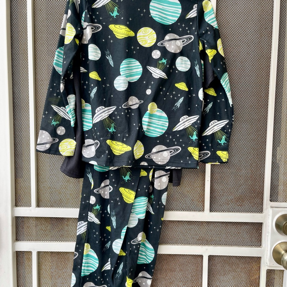 Carter's Kids Pajama Set - Black and Green Space Theme 3 pieces - Picture 2 of 2